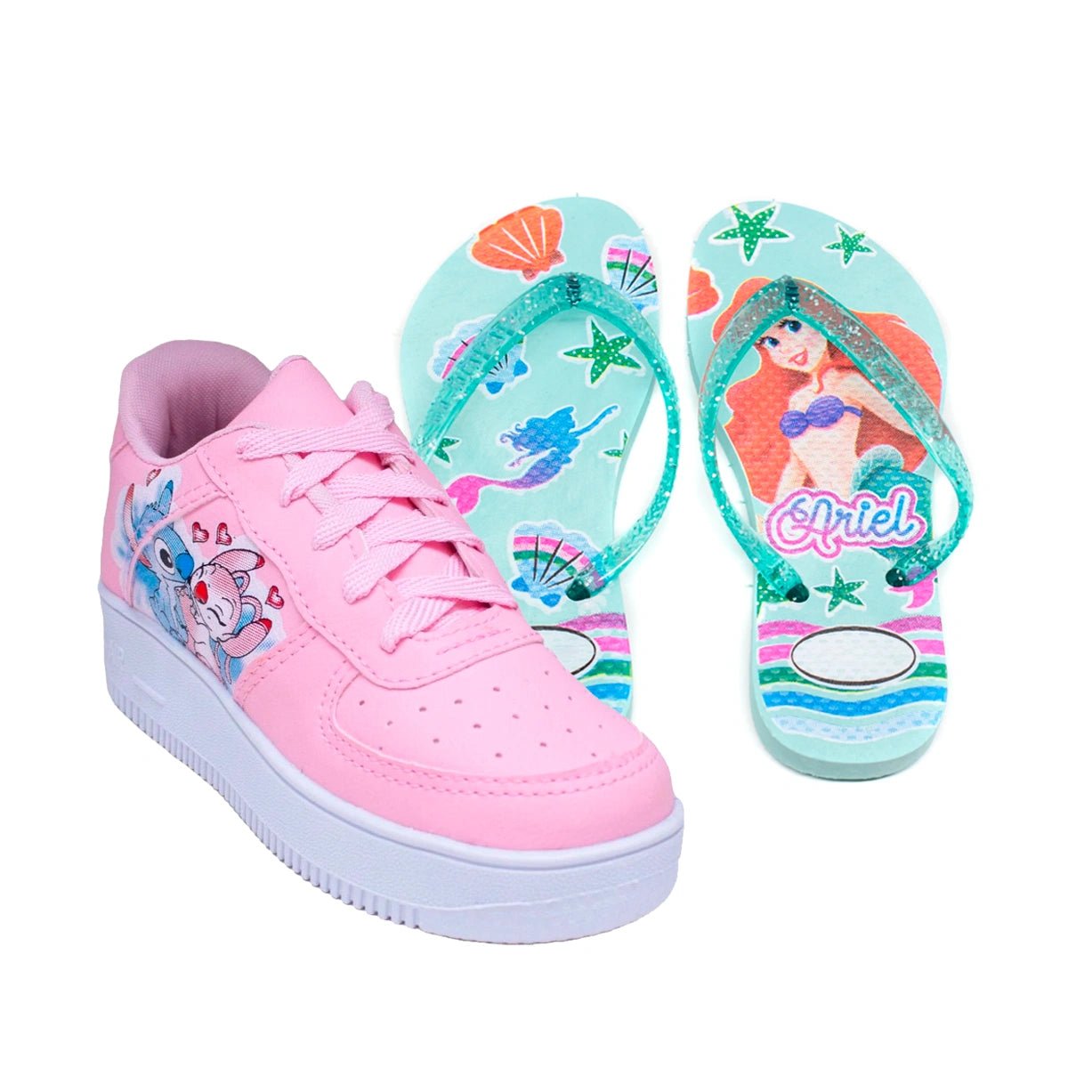 Kit Menina Tênis Infantil Stitch + Chinelo Infantil Personagem - RecordeOnLine