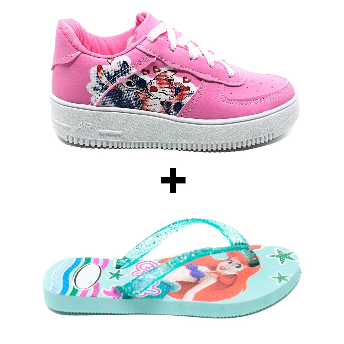 Kit Menina Tênis Infantil Stitch + Chinelo Infantil Personagem - RecordeOnLine