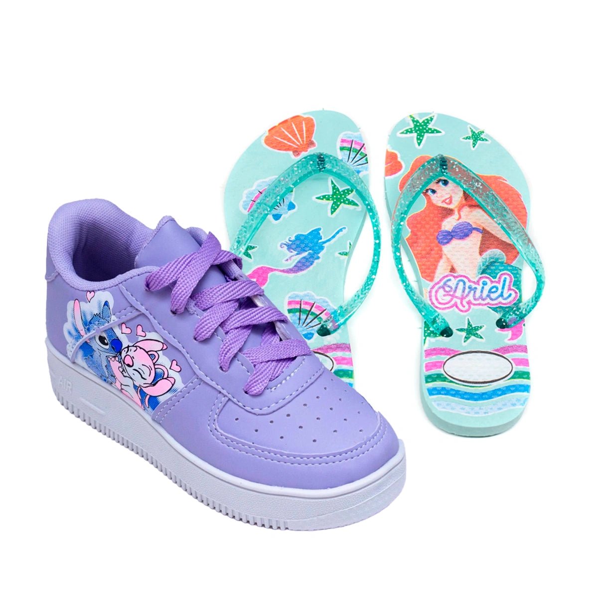 Kit Menina Tênis Infantil Stitch + Chinelo Infantil Personagem - RecordeOnLine