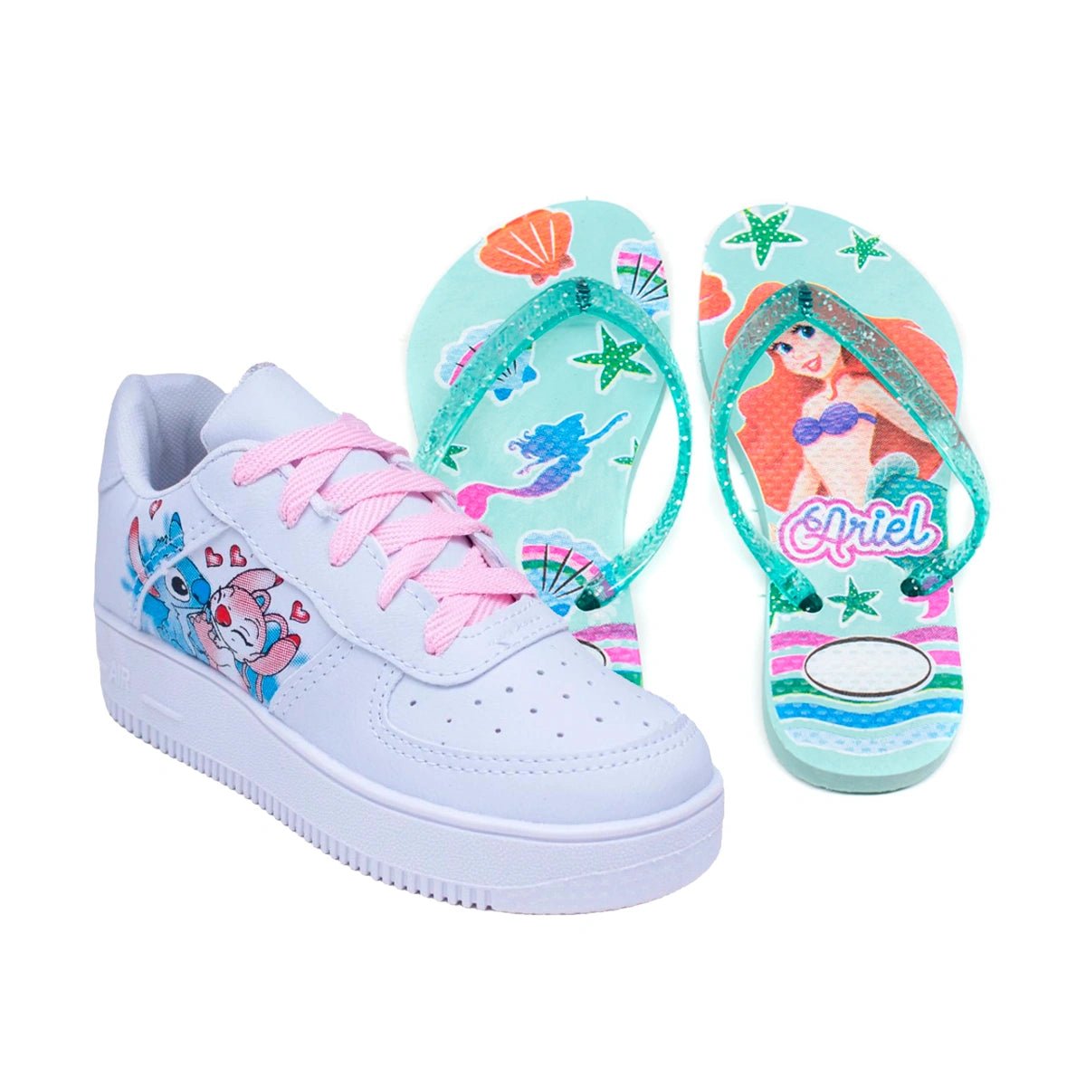 Kit Menina Tênis Infantil Stitch + Chinelo Infantil Personagem - RecordeOnLine